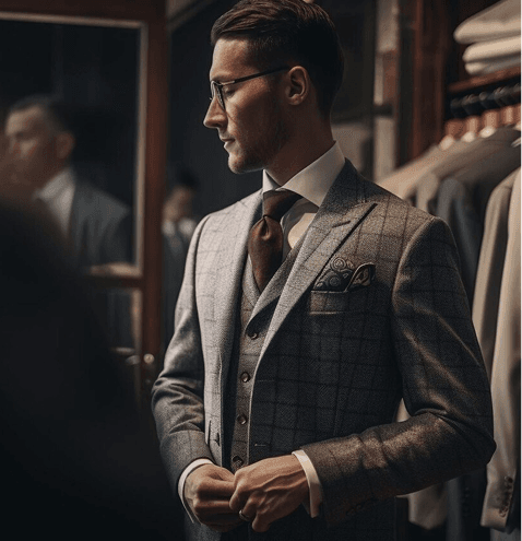 Designer with their collection