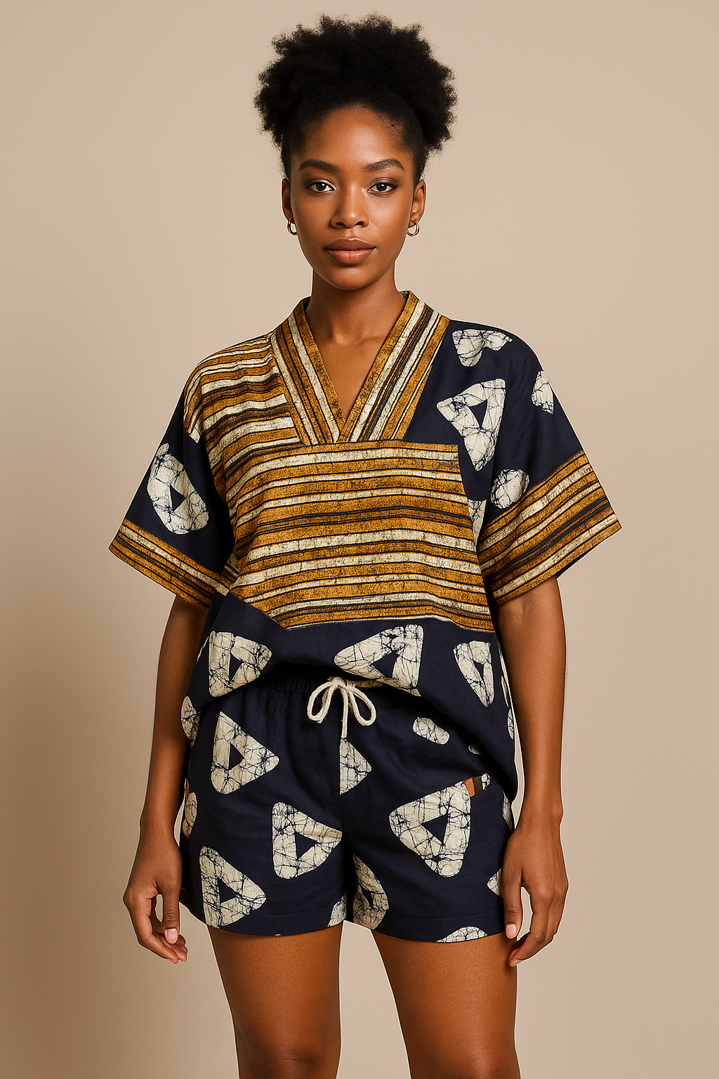 Navy & Mustard Stripe Co-Ord Set