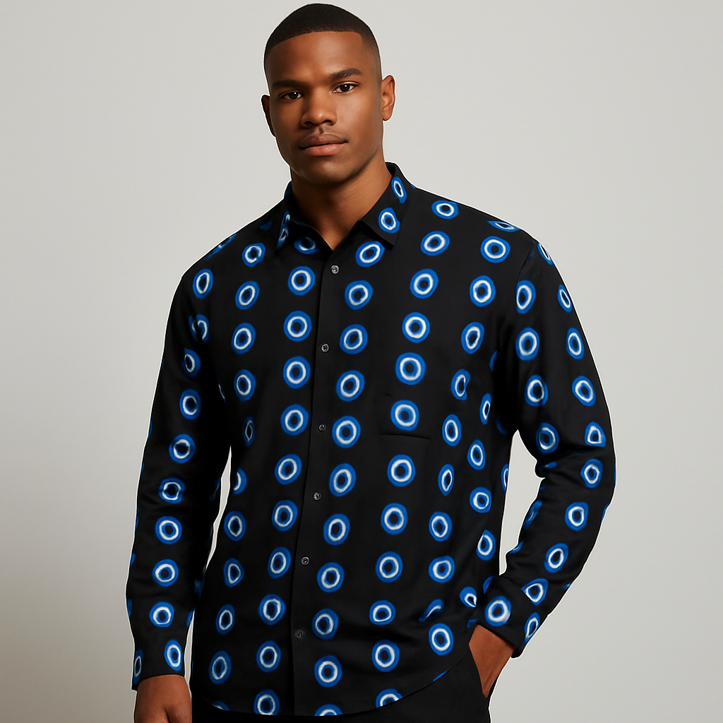 Blue Orbit Ankara Shirt