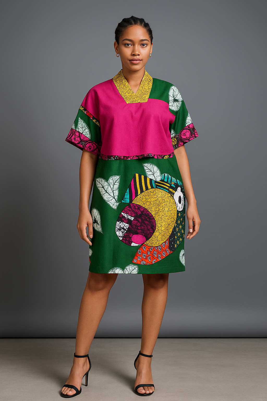 Fuchsia & Green Artisan Story Dress